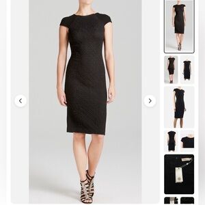 Tory Burch Kiersten Black Cap Sleeves Knee-Length Dress Size XL